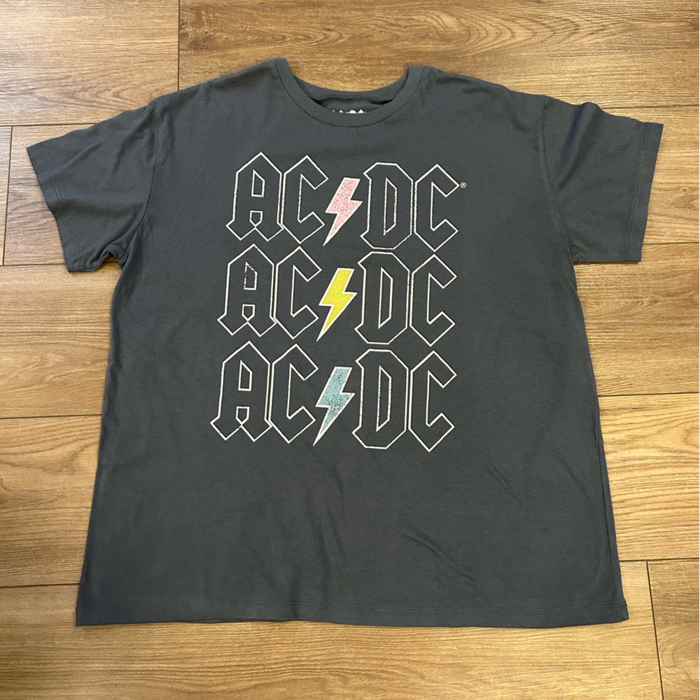 AC/DC Graphic Band Tee XXL Charcoal Lightning Bolt Rock T-Shirt